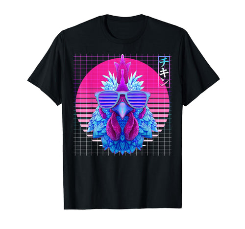 Chicken Sunglasses Farm Farmer Vaporwave T-Shirt - Graphic Print Unisex - T-Shirt, Sweatshirt, Hoodie
