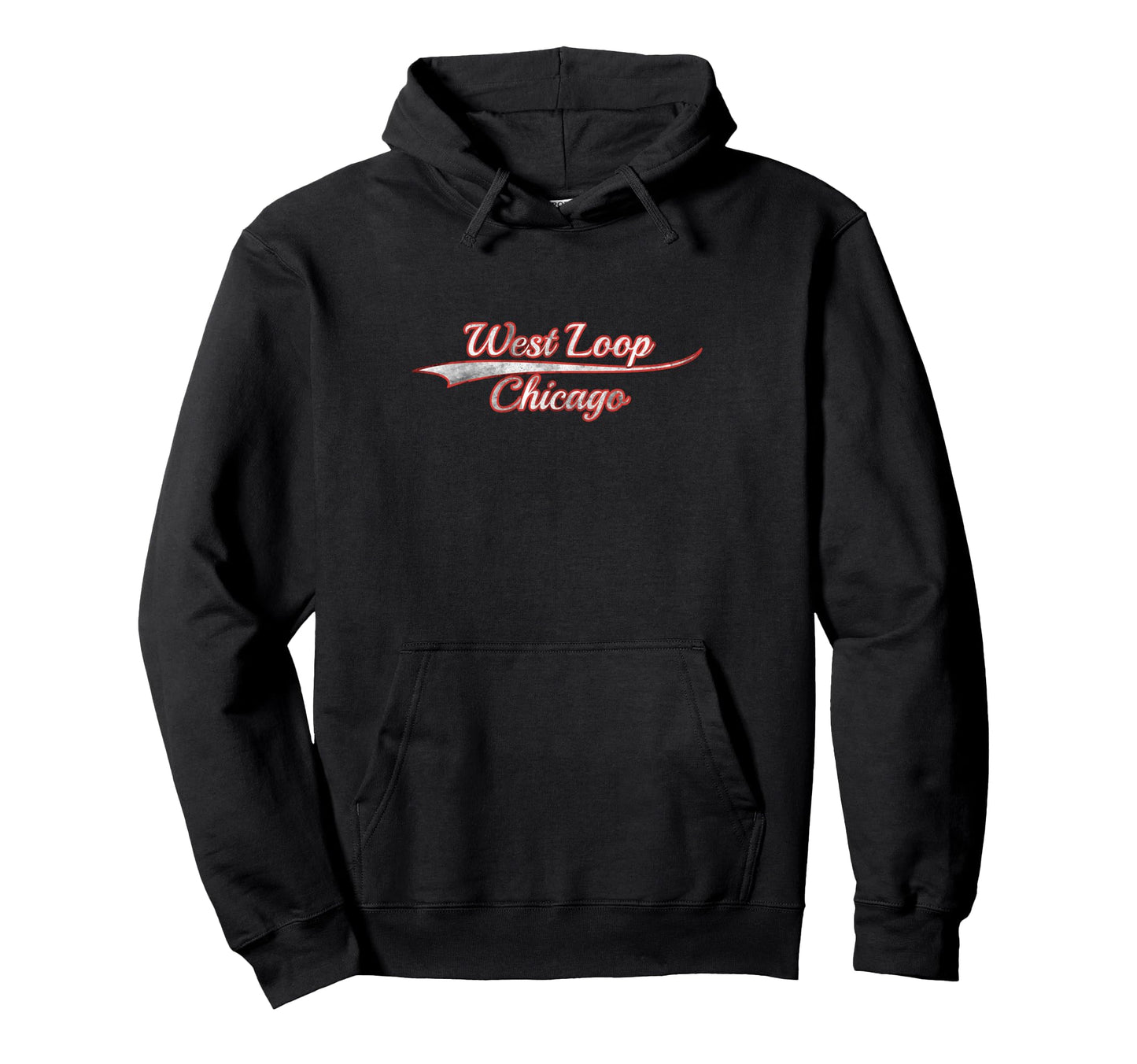West Loop Chicago Varsity Distressed Hoodie - Fun Novelty Design Unisex - T-Shirt, Sweatshirt, Hoodie