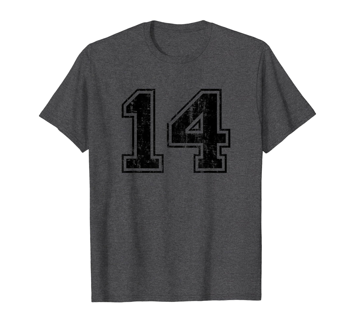 Number 14 Varsity Distressed Sport T-Shirt - Fun Novelty Design for Adults - T-Shirt, Sweatshirt, Hoodie