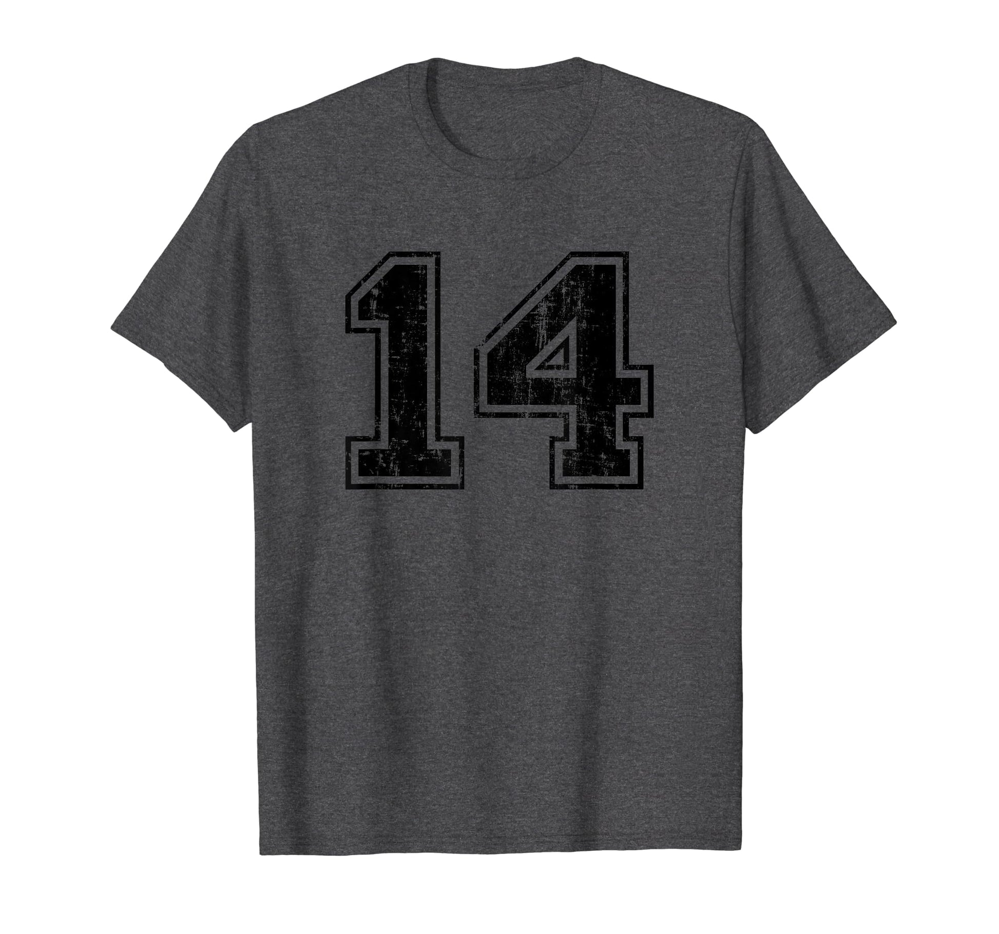 Number 14 Varsity Distressed Sport T-Shirt - Fun Novelty Design for Adults - T-Shirt, Sweatshirt, Hoodie