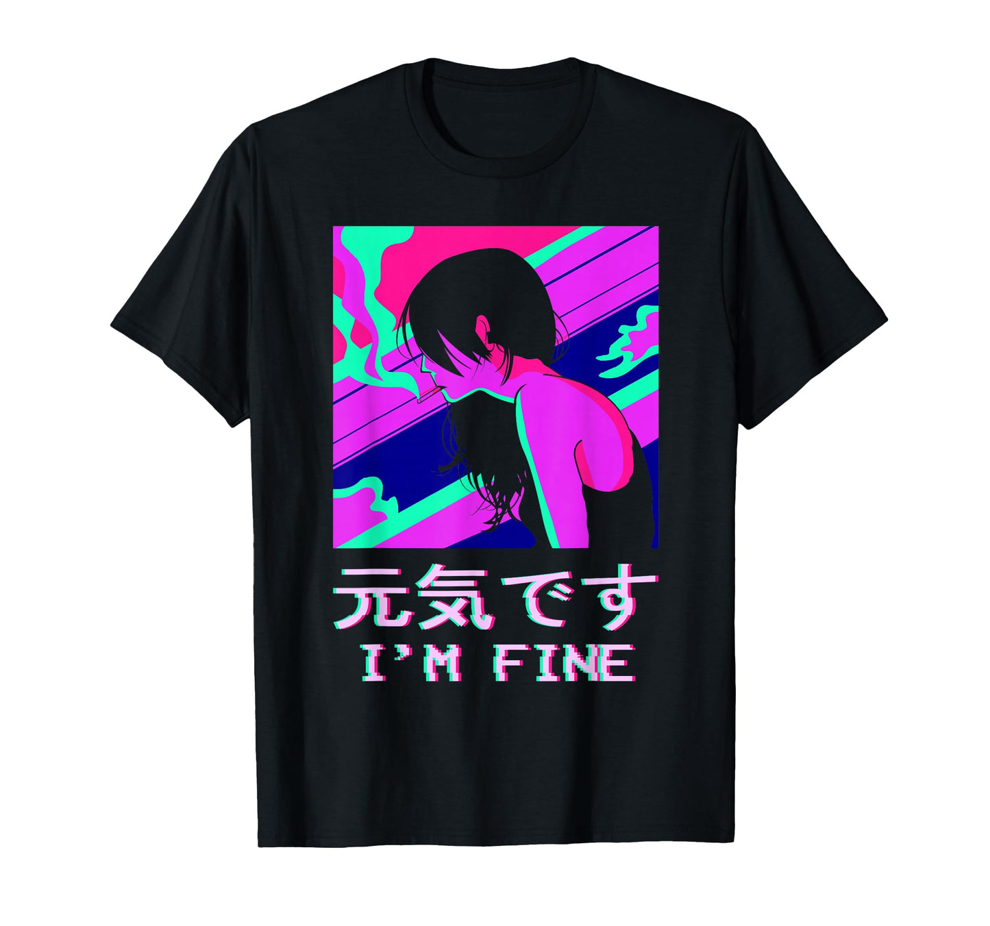 Japanese Sad Anime Alt Vaporwave Aesthetic T-Shirt - Graphic Print Unisex - T-Shirt, Sweatshirt, Hoodie