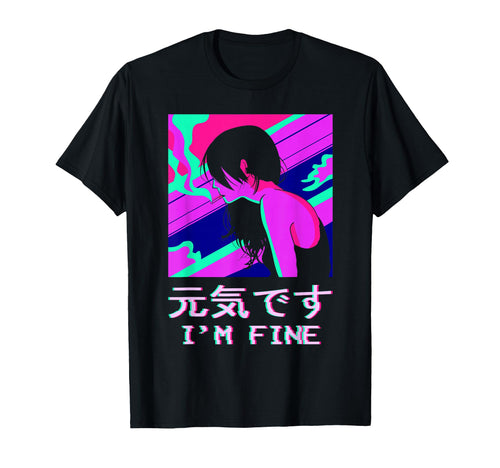 Japanese Sad Anime Alt Vaporwave Aesthetic T-Shirt - Graphic Print Unisex - T-Shirt, Sweatshirt, Hoodie