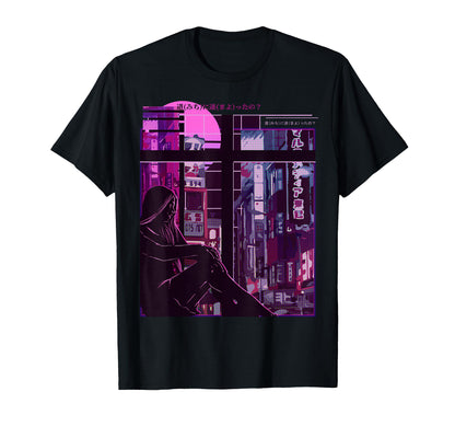 Sad Anime Japanese Vaporwave Aesthetic T-Shirt - Novelty Apparel Men Women - T-Shirt, Sweatshirt, Hoodie