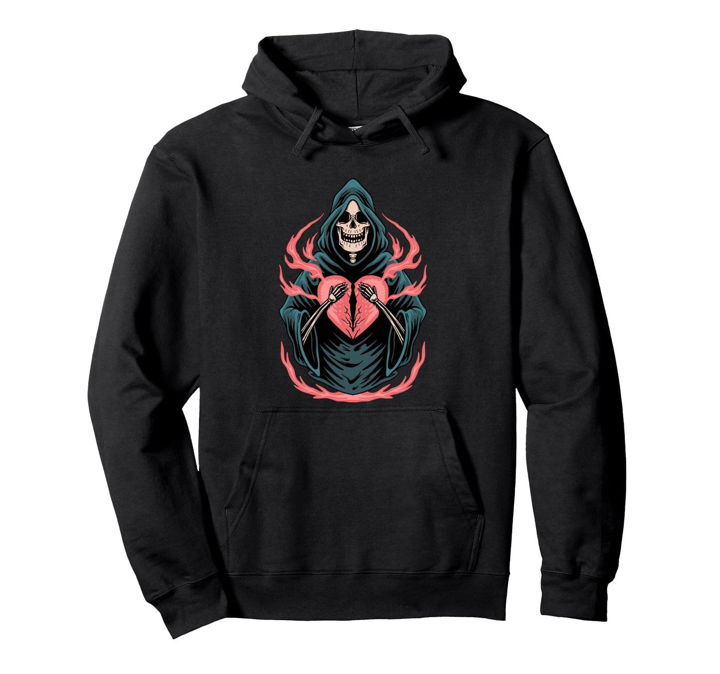 Broken Heart Death Skull Aesthetic Hoodie - Streetwear Style for Adults - T-Shirt, Sweatshirt, Hoodie