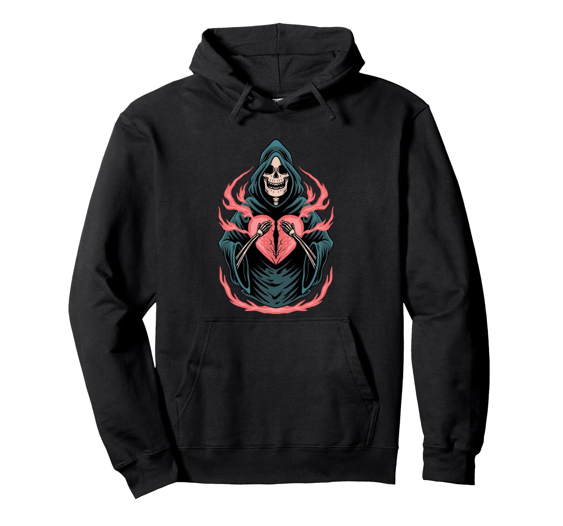 Broken Heart Death Skull Aesthetic Hoodie - Streetwear Style for Adults - T-Shirt, Sweatshirt, Hoodie