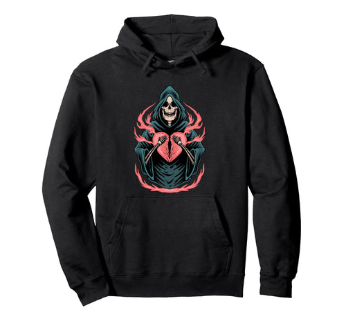 Broken Heart Death Skull Aesthetic Hoodie - Streetwear Style for Adults - T-Shirt, Sweatshirt, Hoodie
