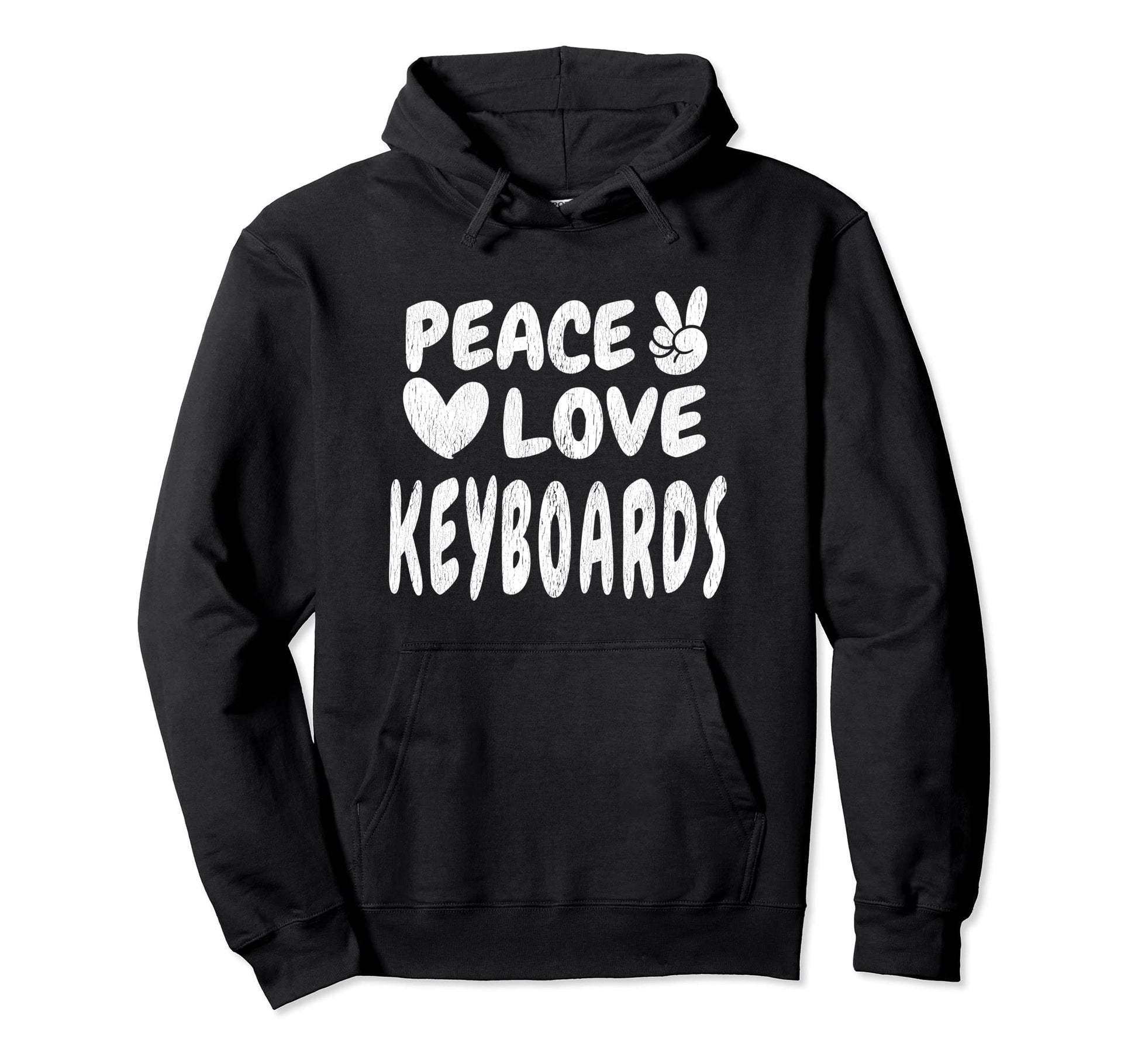 Peace Love Keyboards Groovy 60S 70S Hippie Hoodie - Graphic Print Unisex - T-Shirt, Sweatshirt, Hoodie
