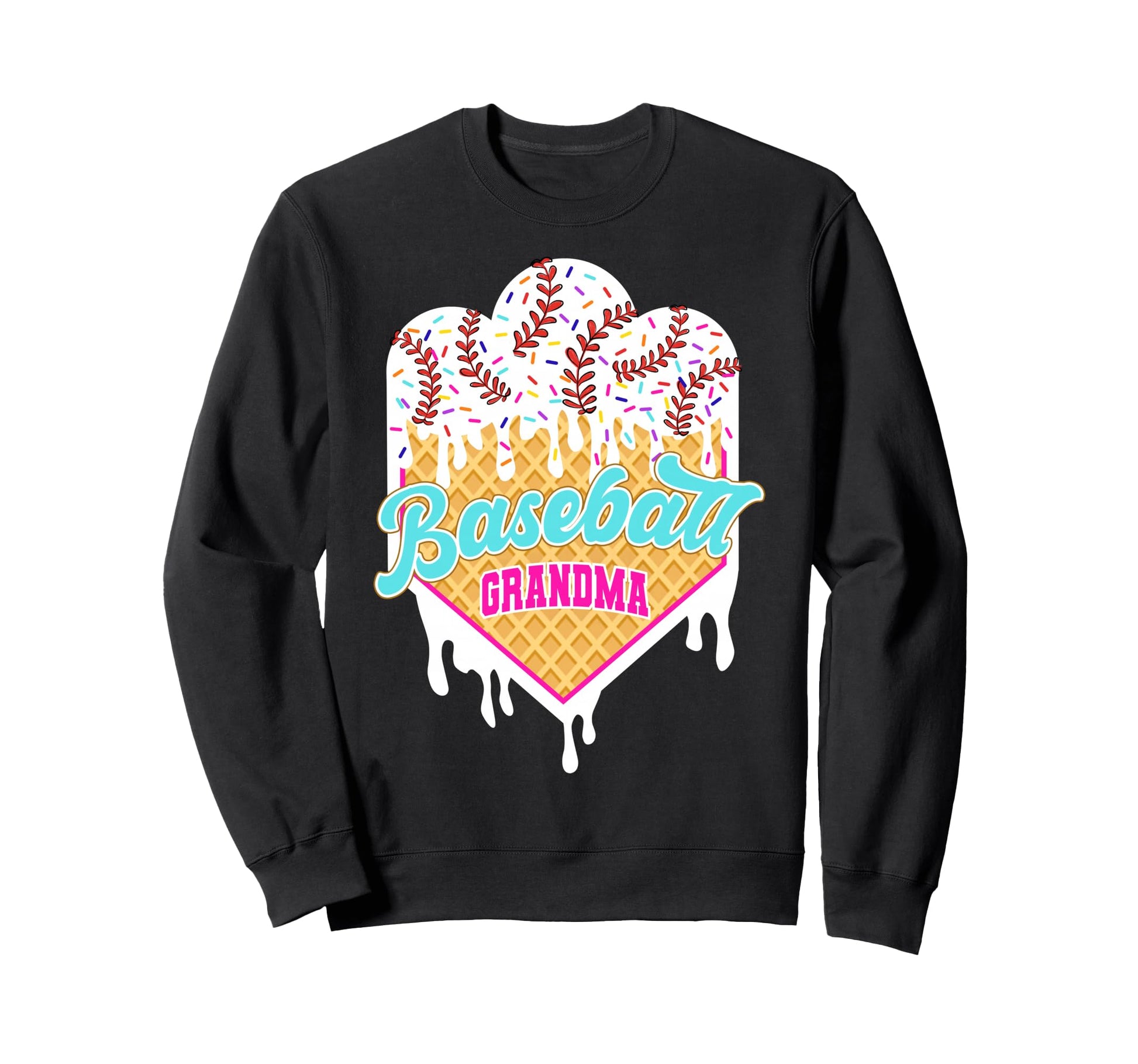 Baseball Grandma Ice Cream Drip Sweatshirt - Fun Novelty Design for Adults - T-Shirt, Sweatshirt, Hoodie