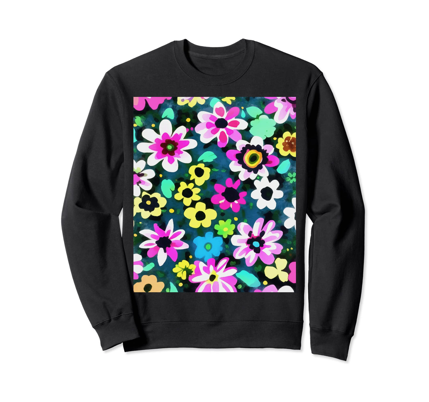 Abstract Boho Spring Flowers Viva Magenta Sweatshirt - Graphic Print Unisex - T-Shirt, Sweatshirt, Hoodie