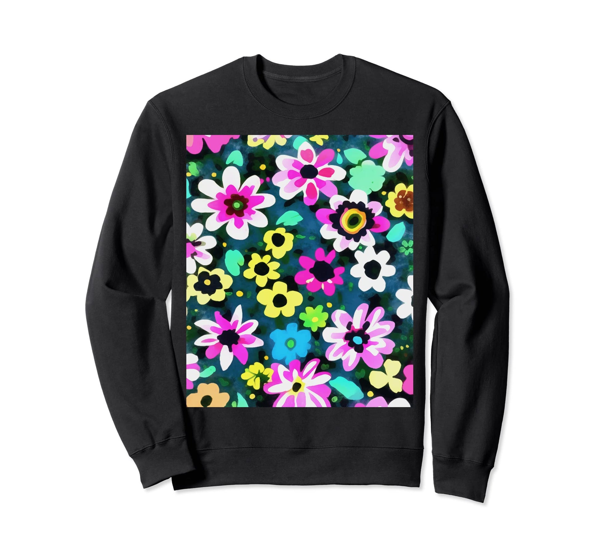 Abstract Boho Spring Flowers Viva Magenta Sweatshirt - Graphic Print Unisex - T-Shirt, Sweatshirt, Hoodie