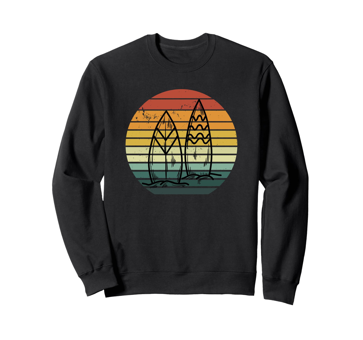 Rainbow Surfboard Surf Motif Sweatshirt - Casual Everyday Wear Unisex - T-Shirt, Sweatshirt, Hoodie