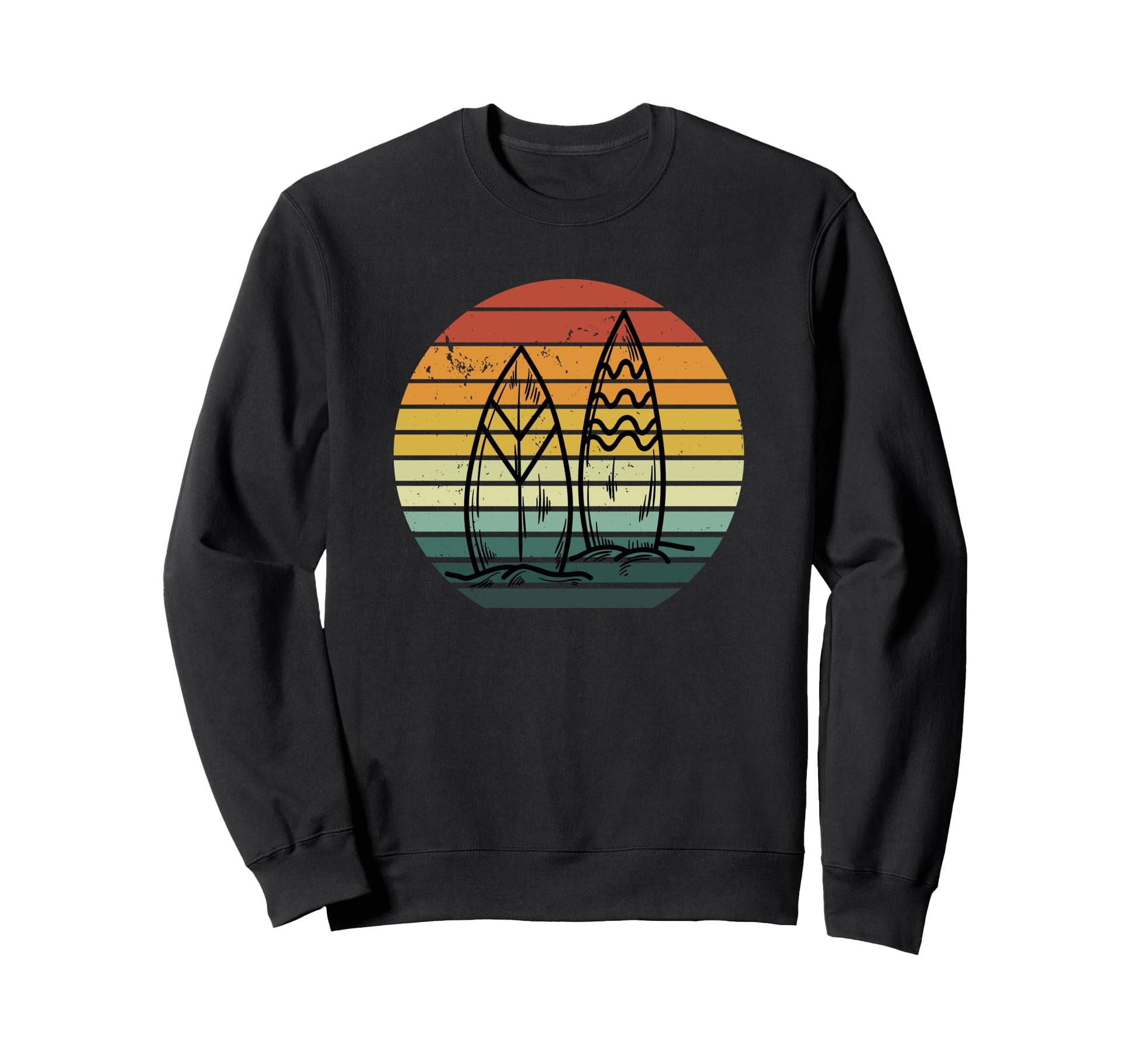 Rainbow Surfboard Surf Motif Sweatshirt - Casual Everyday Wear Unisex - T-Shirt, Sweatshirt, Hoodie