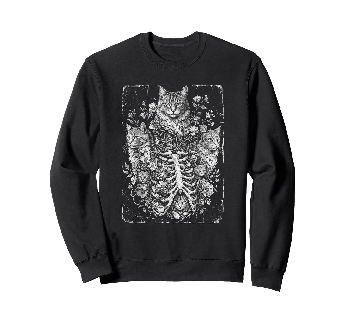 Skull Cat Skeleton Kitty Kitten Gothic Sweatshirt - Novelty Apparel Unisex - T-Shirt, Sweatshirt, Hoodie