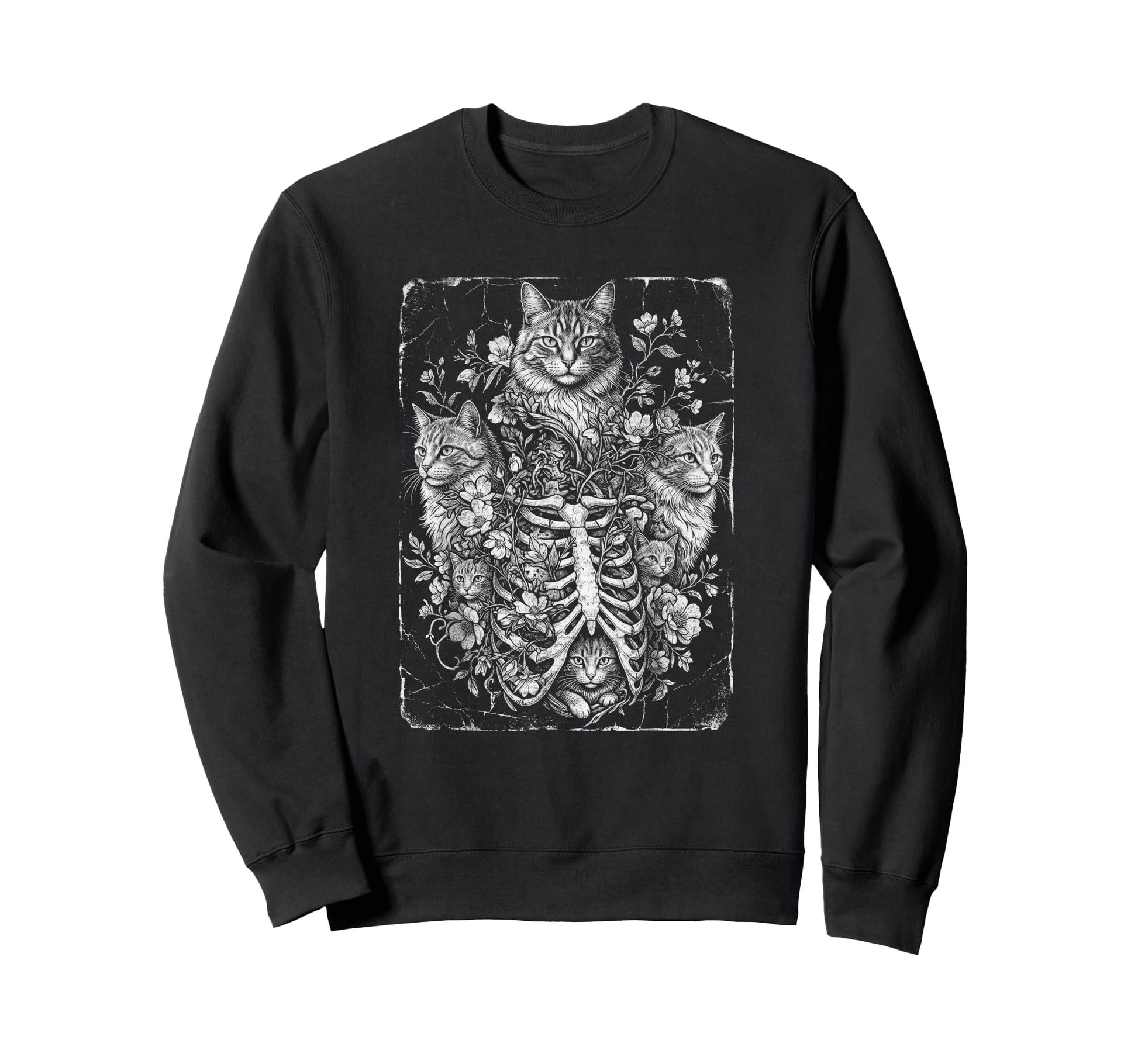 Skull Cat Skeleton Kitty Kitten Gothic Sweatshirt - Novelty Apparel Unisex - T-Shirt, Sweatshirt, Hoodie