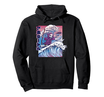 Japanese Vaporwave Grim Reaper Surf Board Hoodie - Graphic Print for Adults - T-Shirt, Sweatshirt, Hoodie