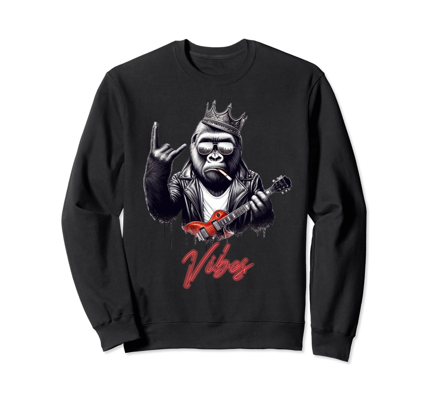 Rock Good Vibes Gorilla Sweatshirt - Minimalist Print for Adults - T-Shirt, Sweatshirt, Hoodie