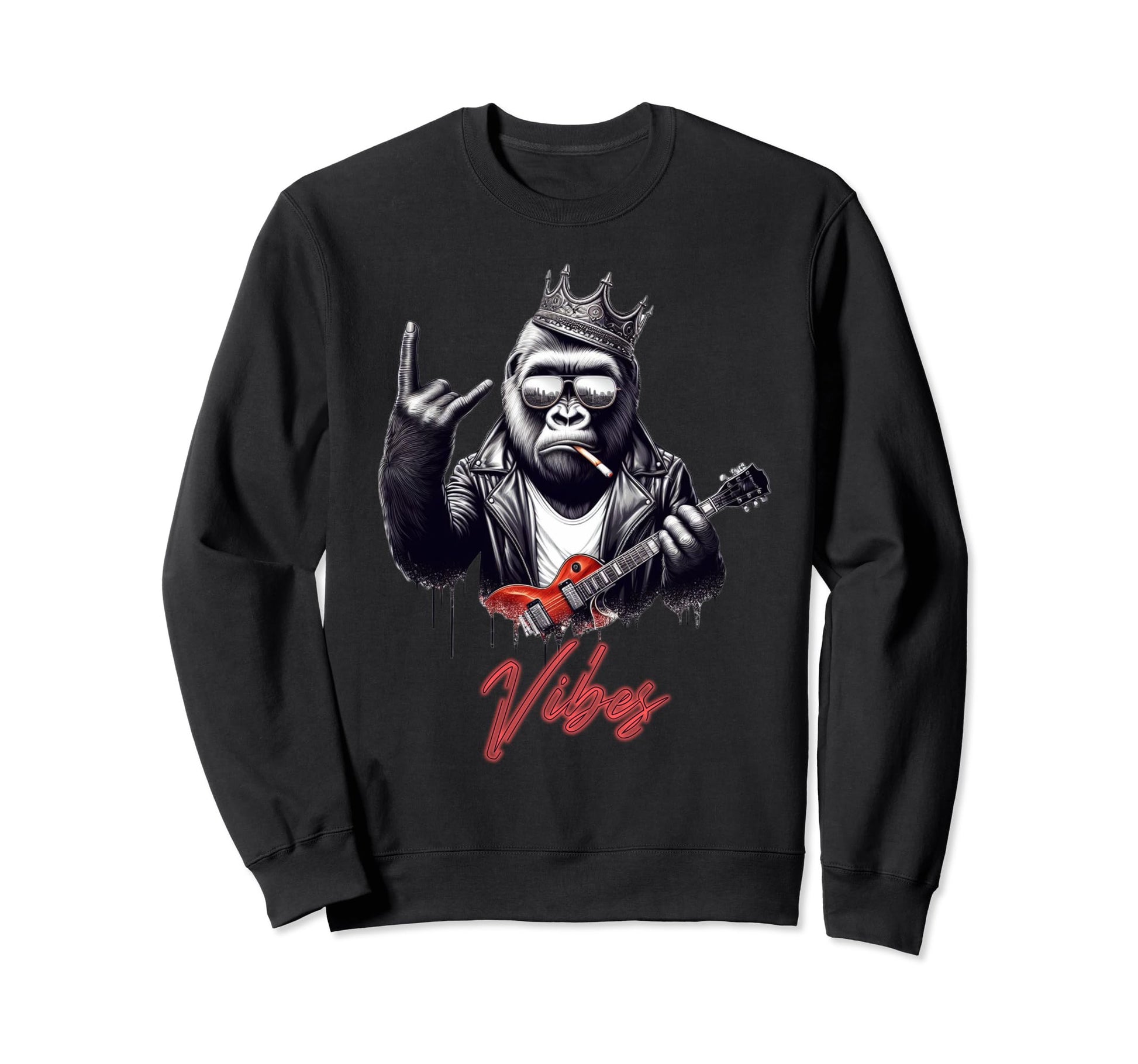 Rock Good Vibes Gorilla Sweatshirt - Minimalist Print for Adults - T-Shirt, Sweatshirt, Hoodie