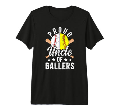 Mens Proud Uncle Ballers Baseball T-Shirt - Custom Art Print Unisex - T-Shirt, Sweatshirt, Hoodie