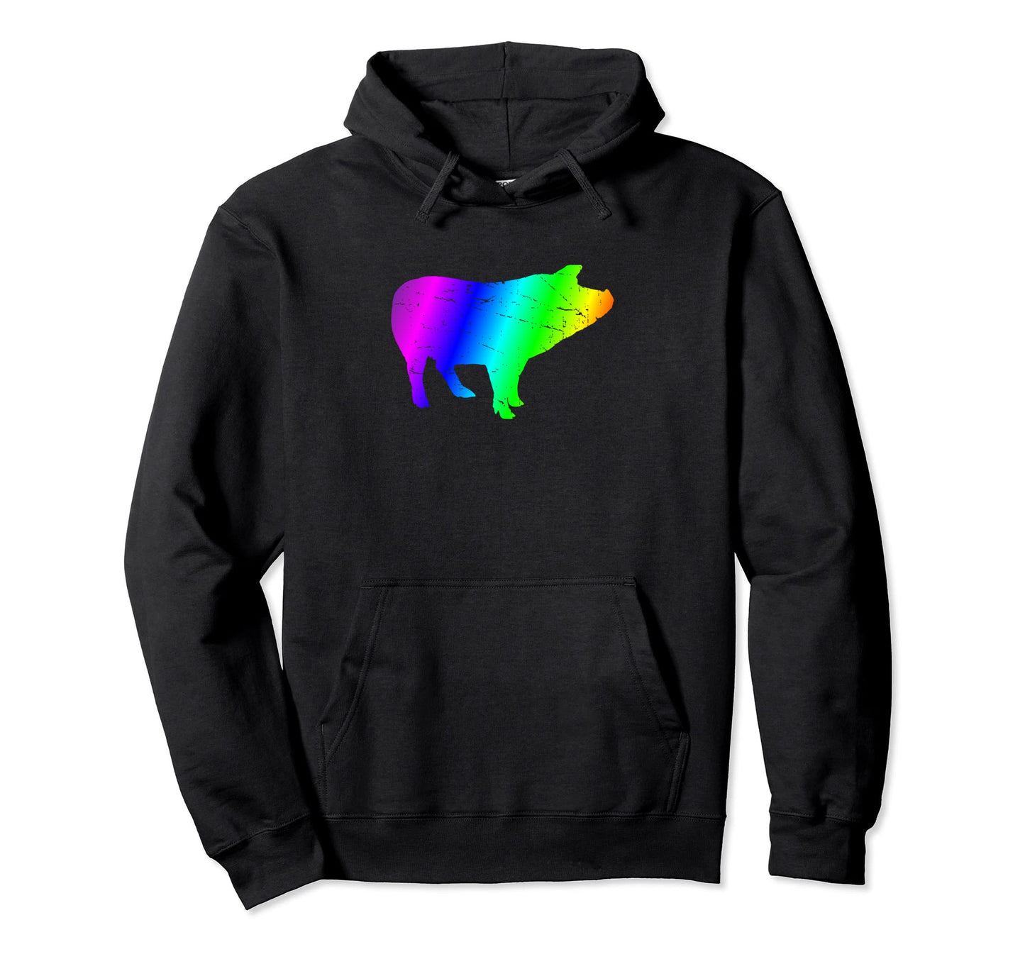 Rainbow Pig Silhouette Art Hoodie - Novelty Apparel for Adults - T-Shirt, Sweatshirt, Hoodie
