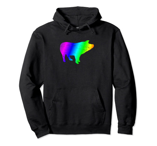 Rainbow Pig Silhouette Art Hoodie - Novelty Apparel for Adults - T-Shirt, Sweatshirt, Hoodie