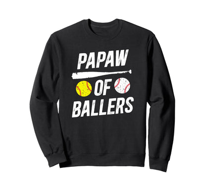 Papaw Ballers Softball Baseball Sweatshirt - Custom Art Print for Adults - T-Shirt, Sweatshirt, Hoodie