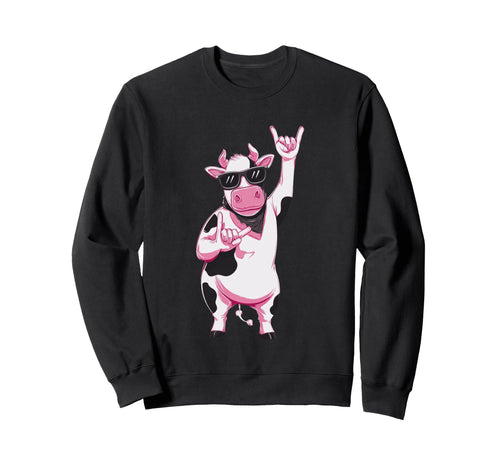 Cow Bandana Double Rock Signs Punk Sweatshirt - Aesthetic Graphic Unisex - T-Shirt, Sweatshirt, Hoodie