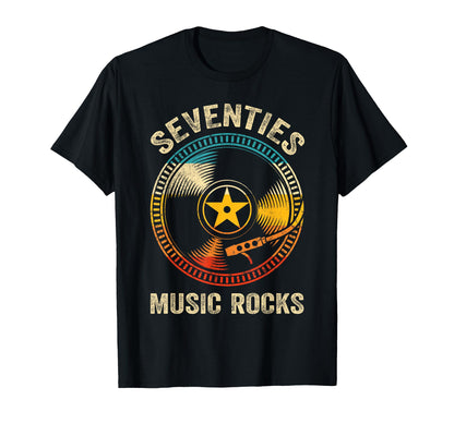 Seventies Music Rocks 70S Records T-Shirt - Streetwear Style for Adults - T-Shirt, Sweatshirt, Hoodie