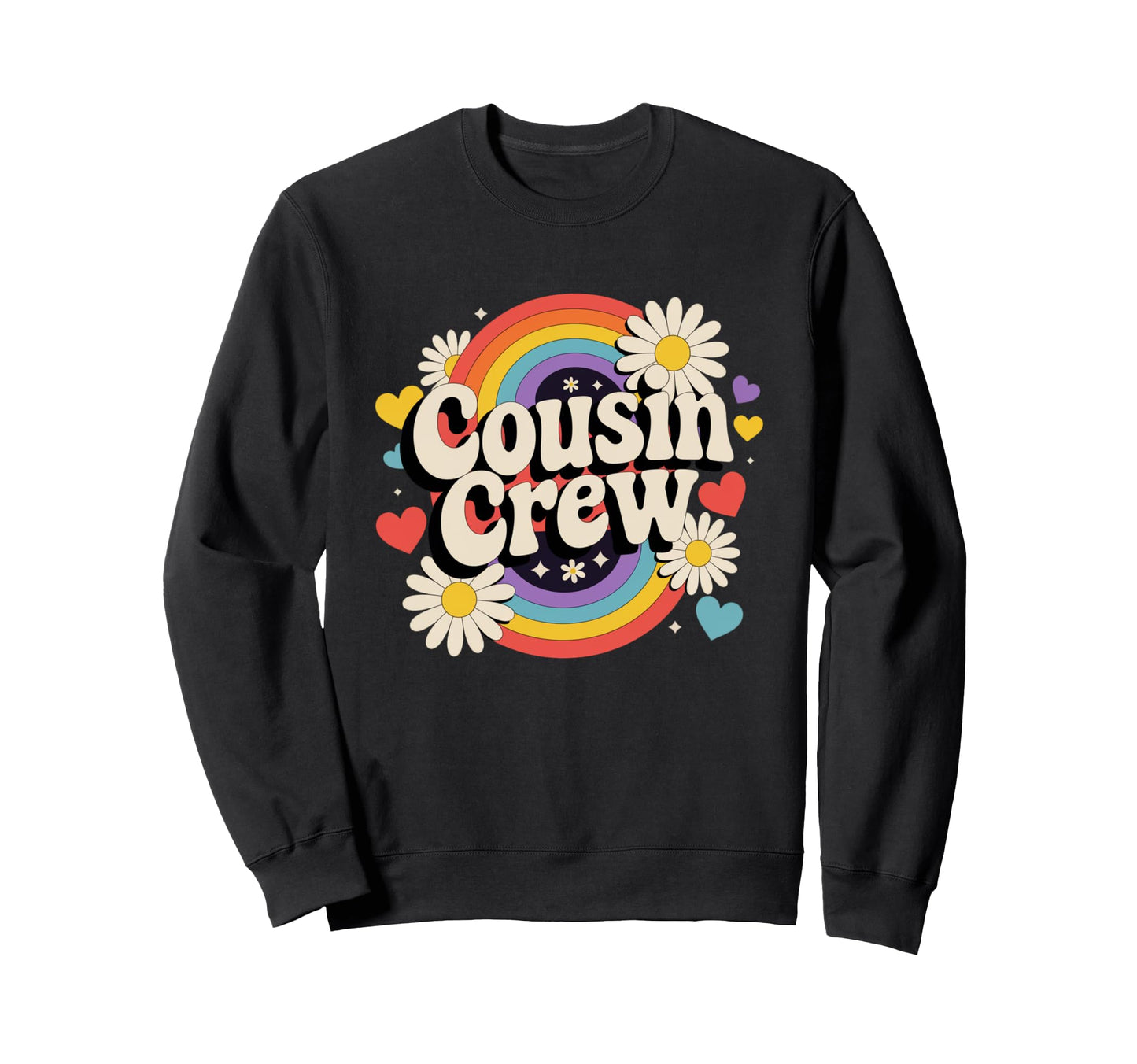 Cousin Crew Rainbow Heart Funny Sweatshirt - Fun Novelty Design Unisex - T-Shirt, Sweatshirt, Hoodie