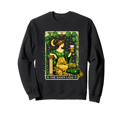 Shamrock Tarot Card Sassy Lass Irish St Sweatshirt - Trendy Graphic Unisex - T-Shirt, Sweatshirt, Hoodie