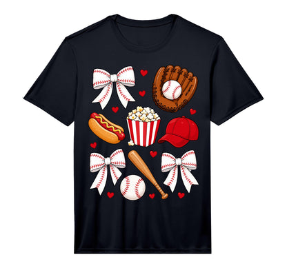 Mens Baseball Coquette Bow Mom Mama T-Shirt - Graphic Print for Adults - T-Shirt, Sweatshirt, Hoodie