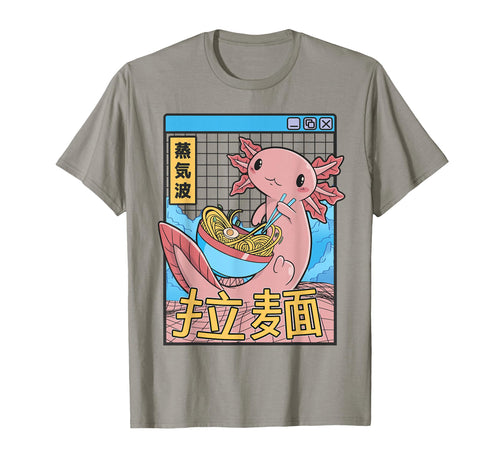 Axolotl Ramen Noodles Kawaii T-Shirt - Custom Art Print Men Women - T-Shirt, Sweatshirt, Hoodie