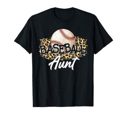 Baseball Aunt Leopard Baseball Lover T-Shirt - Graphic Print Unisex - T-Shirt, Sweatshirt, Hoodie