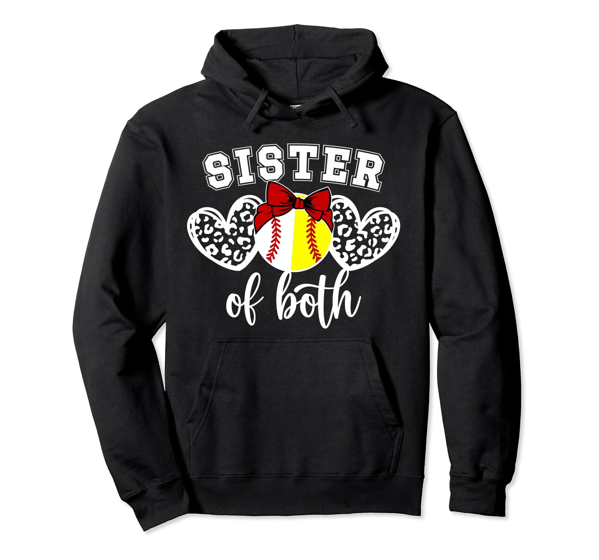 Sister Both Softball Baseball Sister Hoodie - Graphic Print for Adults - T-Shirt, Sweatshirt, Hoodie