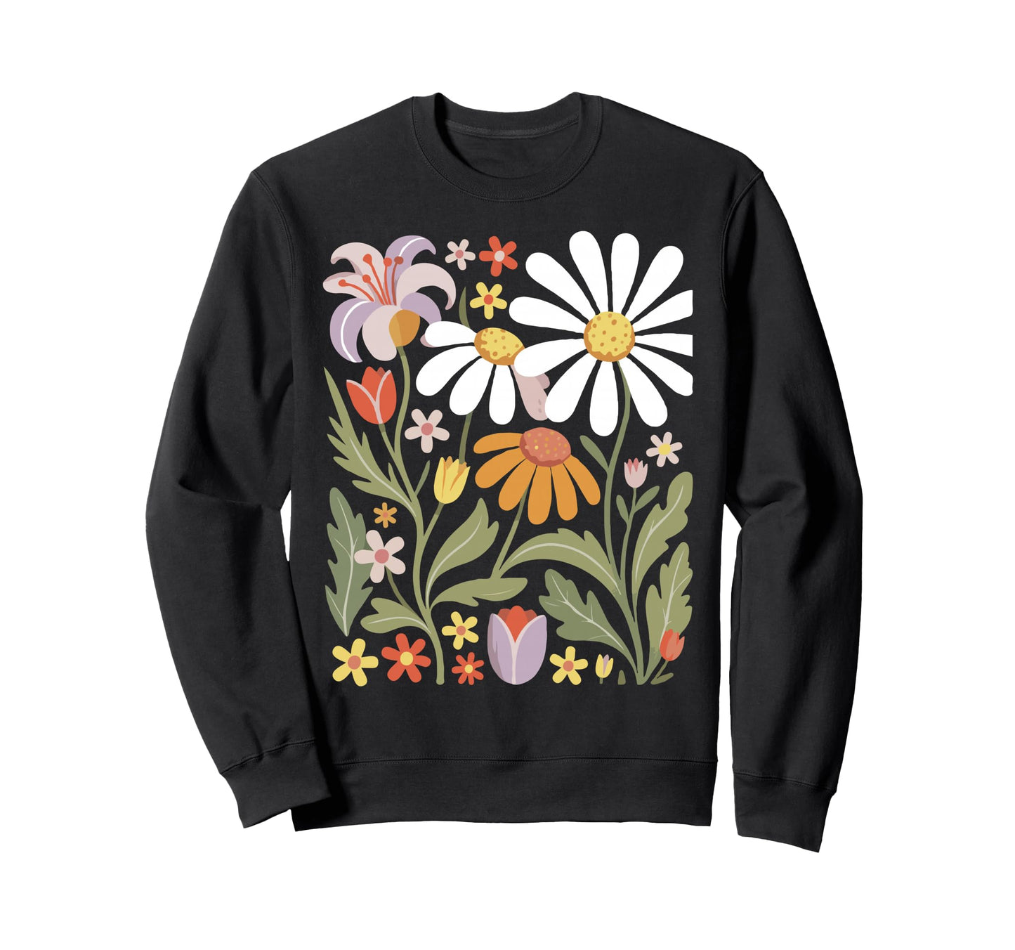 Wildflowers Flowers Pattern Sweatshirt - Fun Novelty Design for Adults - T-Shirt, Sweatshirt, Hoodie