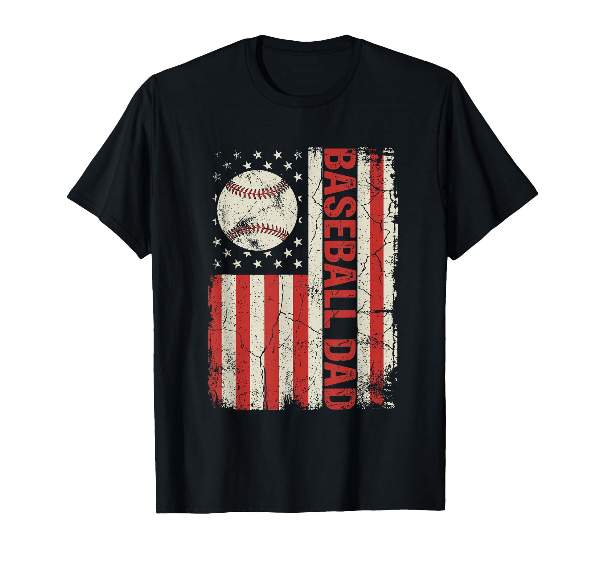 Baseball Dad American Flag Fathers T-Shirt - Fun Novelty Design for Adults - T-Shirt, Sweatshirt, Hoodie