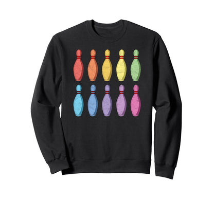 Bowling Pin Rainbow Pop Art 80S Sweatshirt - Minimalist Print Unisex - T-Shirt, Sweatshirt, Hoodie