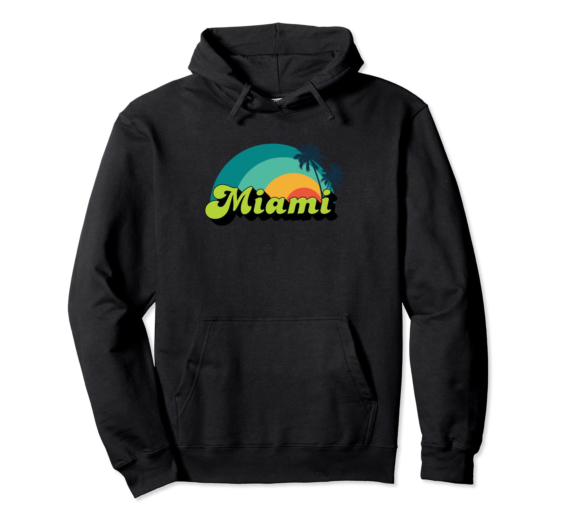 Miami Beach Rainbow Sunrise Hoodie - Fun Novelty Design Unisex - T-Shirt, Sweatshirt, Hoodie