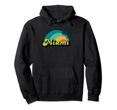 Miami Beach Rainbow Sunrise Hoodie - Fun Novelty Design Unisex - T-Shirt, Sweatshirt, Hoodie