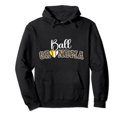 Ball Grandma Leopard Softball Baseball Hoodie - Custom Art Print Men Women - T-Shirt, Sweatshirt, Hoodie