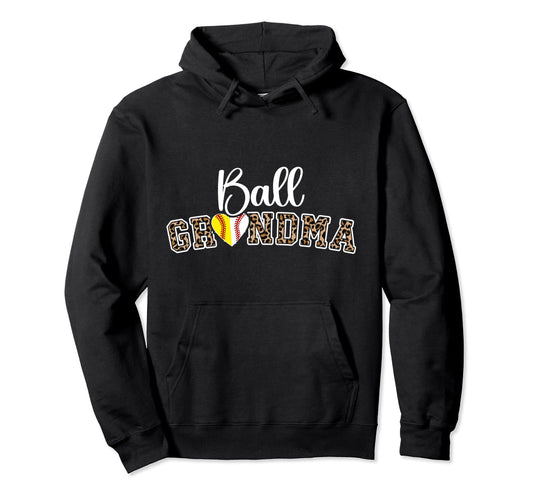 Ball Grandma Leopard Softball Baseball Hoodie - Custom Art Print Men Women - T-Shirt, Sweatshirt, Hoodie