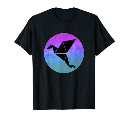 Crane Bird Origami Galaxy Vaporwave T-Shirt - Trendy Graphic for Adults - T-Shirt, Sweatshirt, Hoodie