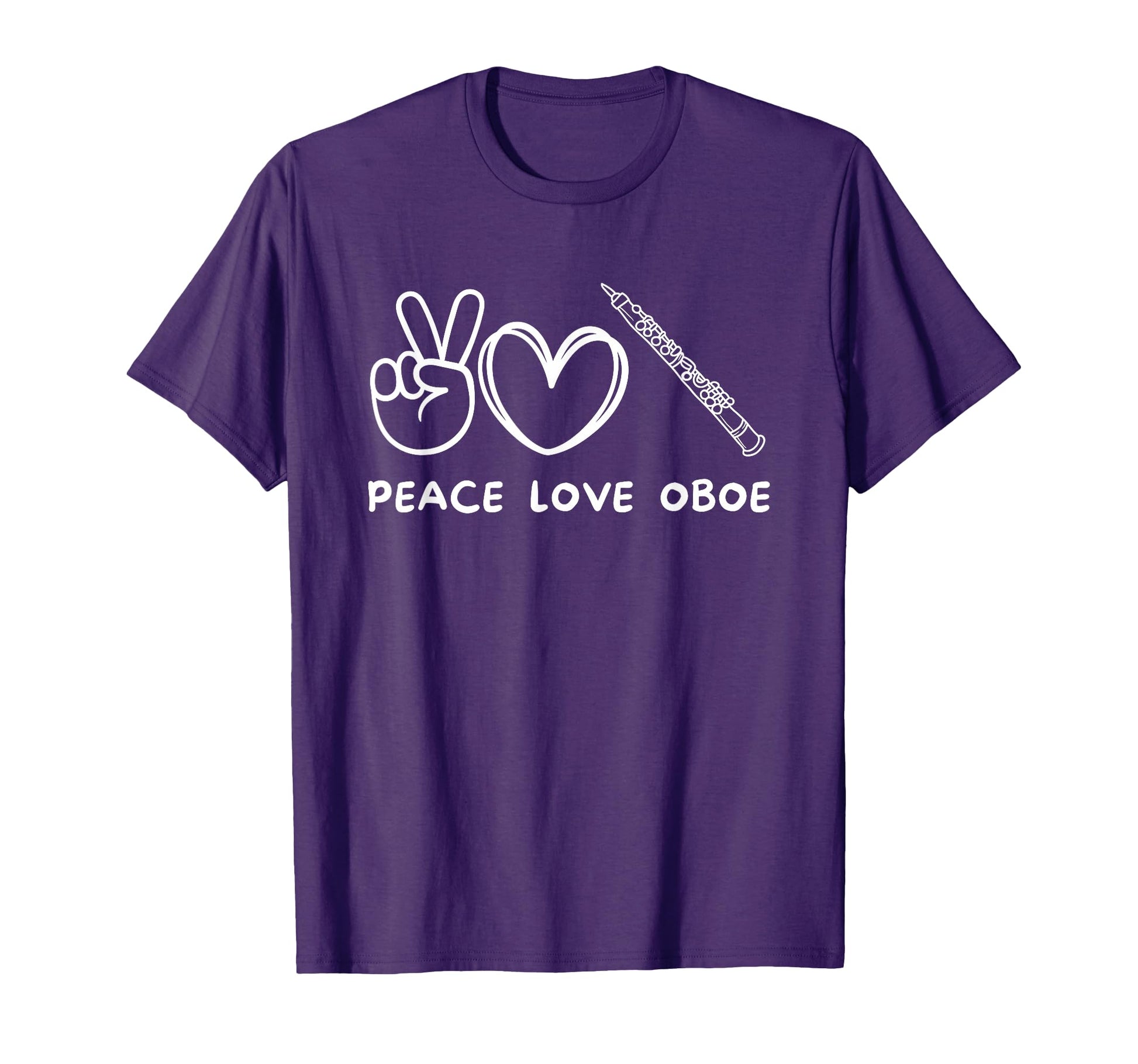 Peace Love And Oboe Oboe Lover Adults Black T-Shirt - Graphic Print Unisex - T-Shirt, Sweatshirt, Hoodie