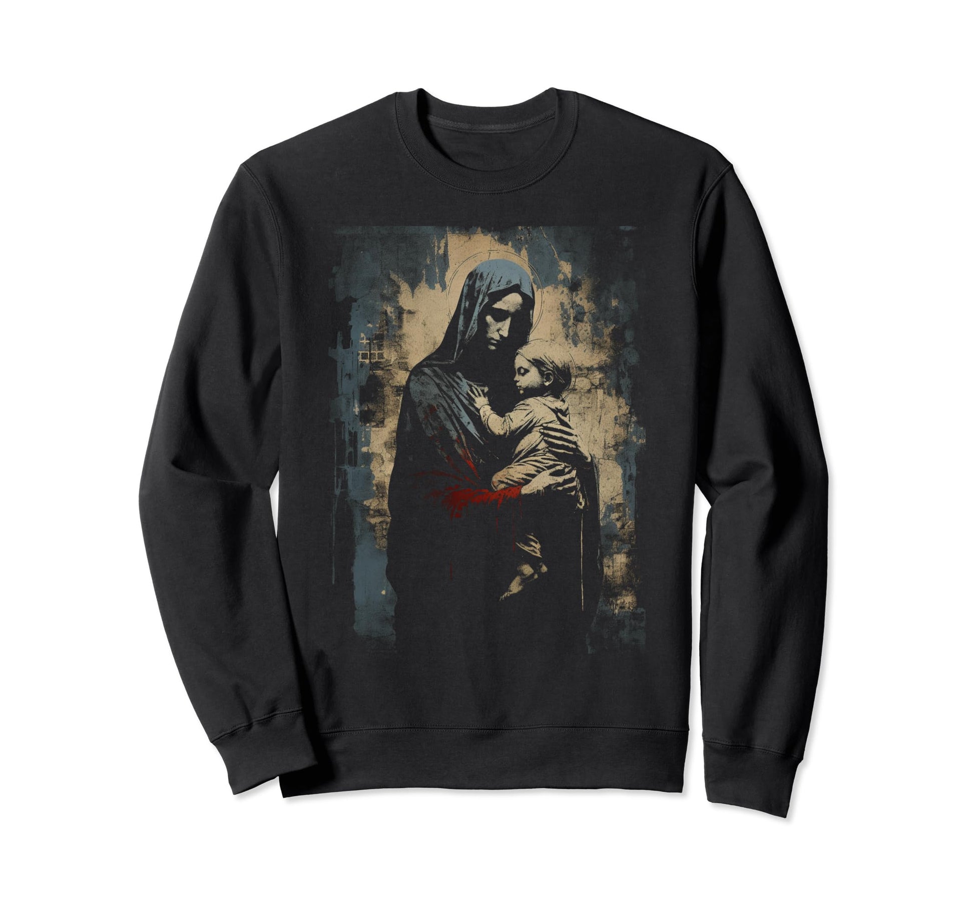 Mary Jesus Distressed 90S Goth Sweatshirt - Aesthetic Graphic Unisex - T-Shirt, Sweatshirt, Hoodie