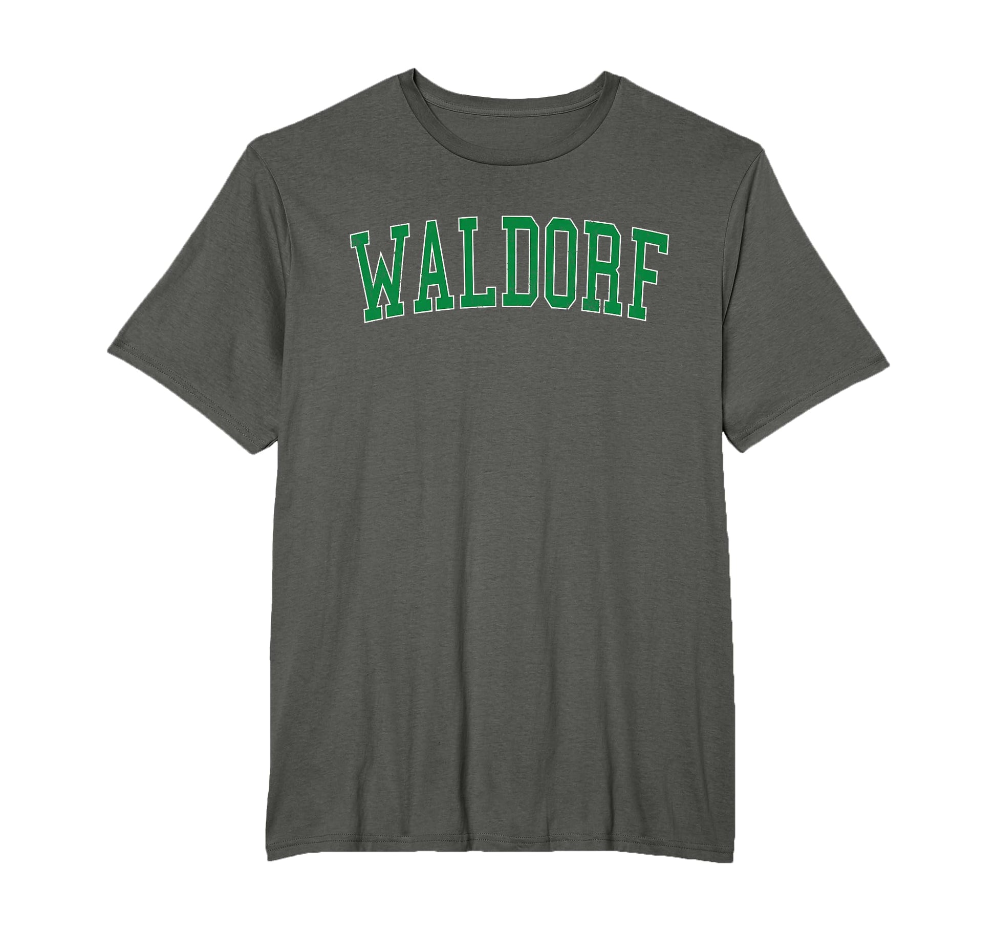 Waldorf Md Distressed Green Varsity T-Shirt - Trendy Graphic Men Women - T-Shirt, Sweatshirt, Hoodie