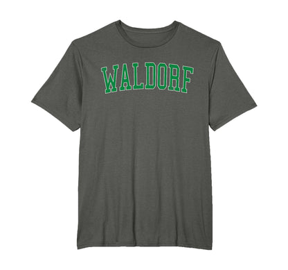 Waldorf Md Distressed Green Varsity T-Shirt - Trendy Graphic Men Women - T-Shirt, Sweatshirt, Hoodie