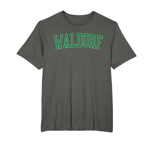 Waldorf Md Distressed Green Varsity T-Shirt - Trendy Graphic Men Women - T-Shirt, Sweatshirt, Hoodie