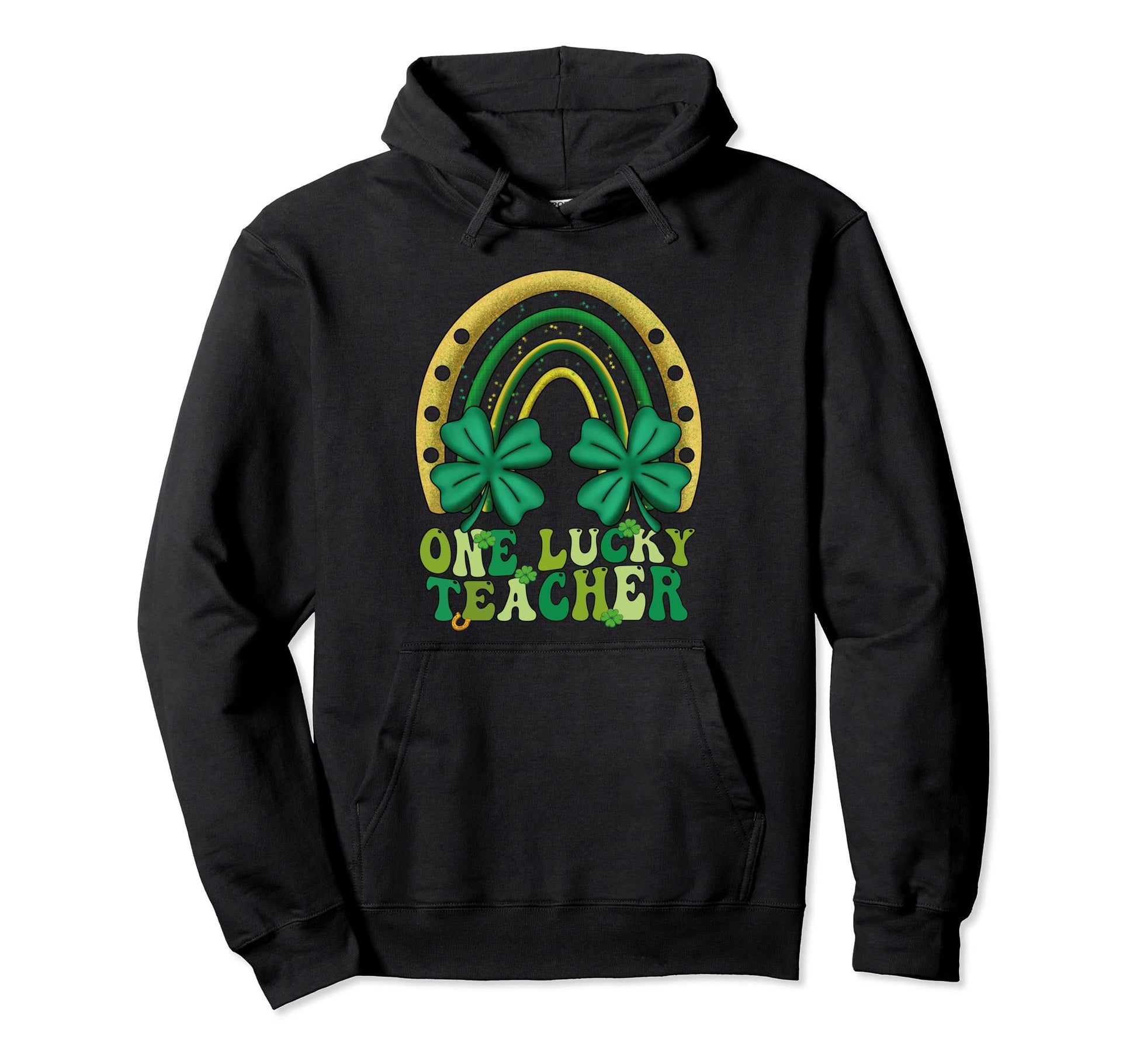One Lucky Teacher Groovy Rainbow St Hoodie - Aesthetic Graphic Unisex - T-Shirt, Sweatshirt, Hoodie