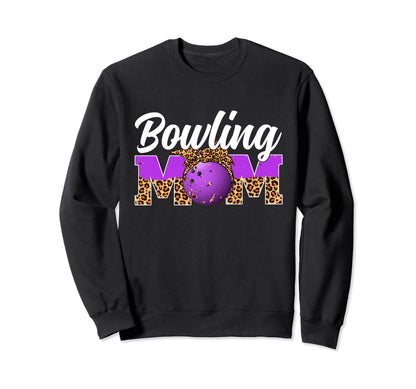 Bowling Mom Game Day Leopard Mothers Sweatshirt - Aesthetic Graphic Unisex - T-Shirt, Sweatshirt, Hoodie