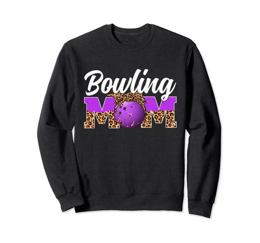 Bowling Mom Game Day Leopard Mothers Sweatshirt - Aesthetic Graphic Unisex - T-Shirt, Sweatshirt, Hoodie