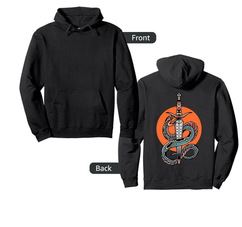 Sword Snake Backprint Aesthetic Edgy Hoodie - Minimalist Print for Adults - T-Shirt, Sweatshirt, Hoodie